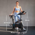 Cyclette da Spinning Connessa con App Zwift e Kinomap Magnetica Silenziosa Schermo LCD 98 x 57 x 120 cm Nero