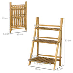 Étagère à plantes en bois forme pyramidale échelle pliante avec 3 étagères 60 x 37 x 93 cm marron