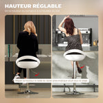 Lot de 2 tabourets de bar chaises de bar hauteur réglable dossier et repose-pieds pivotant à 360° 46x41x76-96cm blanc