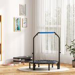 Trampoline de fitness gymnastique avec poignée réglable, pliable, 6 pieds, 28 ressorts Ø 102 cm, noir bleu