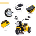 Moto électrique Enfant Chopper Tout-Terrain 6 V 20 W Marche AV AR 3 Roues Effets Lumineux et sonores Jaune Noir