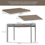 Replacement roof canopy for pergola, sun protection UV-resistant replacement fabric for 3 x 2 m pergola, coffee