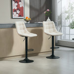 2er-Set Barhocker, höhenverstellbare Chenille-Barstühle mit 360° drehbarer Rückenlehne, 47x48x117,5 cm, Beige