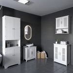 Meuble sous lavabo salle de bain - meuble sous-vasque - 2 portes rainurées avec étagère réglable - poignées alliage aluminium - dim. 60L x 30l x 60H cm - MDF blanc