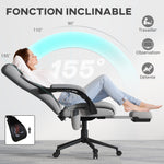 Chaise de bureau de massage chauffante réglable en hauteur de 116-124 cm ergonomique inclinable tissu effet lin, gris