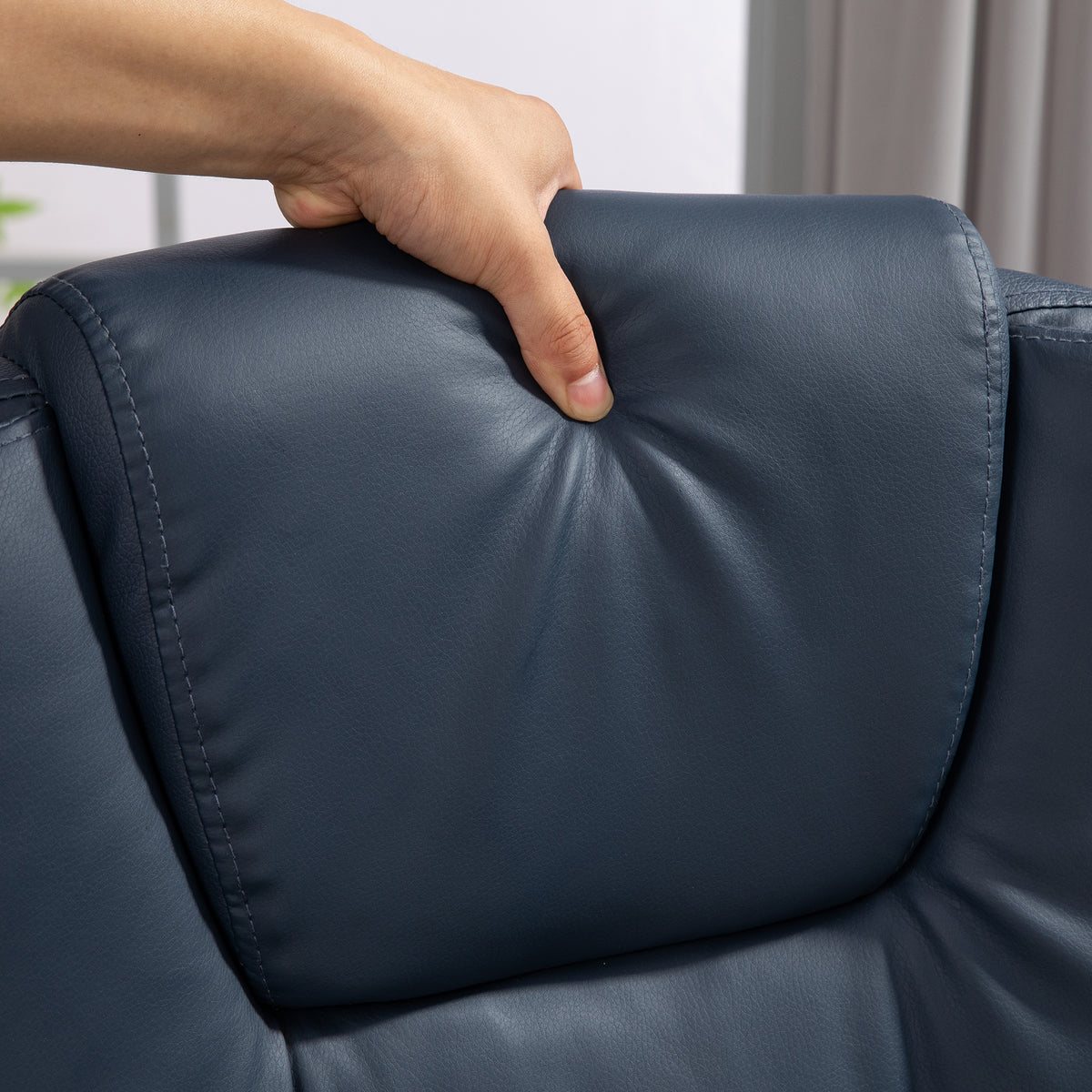 Fauteuil de bureau massant, chaise de bureau avec hauteur réglable, dossier inclinable et télécommande filaire, bleu