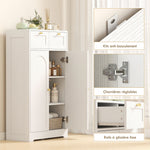 Meuble de salle de bain meuble de rangement avec 2 tiroirs double porte arquée étagères réglables 60x30x108cm blanc