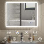 Miroir salle de bain LED bluetooth 70 x 90 cm interrupteur tactile lumière réglable 3 couleurs anti-buée mémoire argent