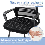 Chaise de bureau en maille sans roulettes, base en traîneau, pour salle de conférence, attente, réception, noir