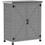 Armoire de jardin en Bois Extérieur, armoire de rangement de Jardin avec Plan de Travail acier galvanisé 79x43x92cm gris