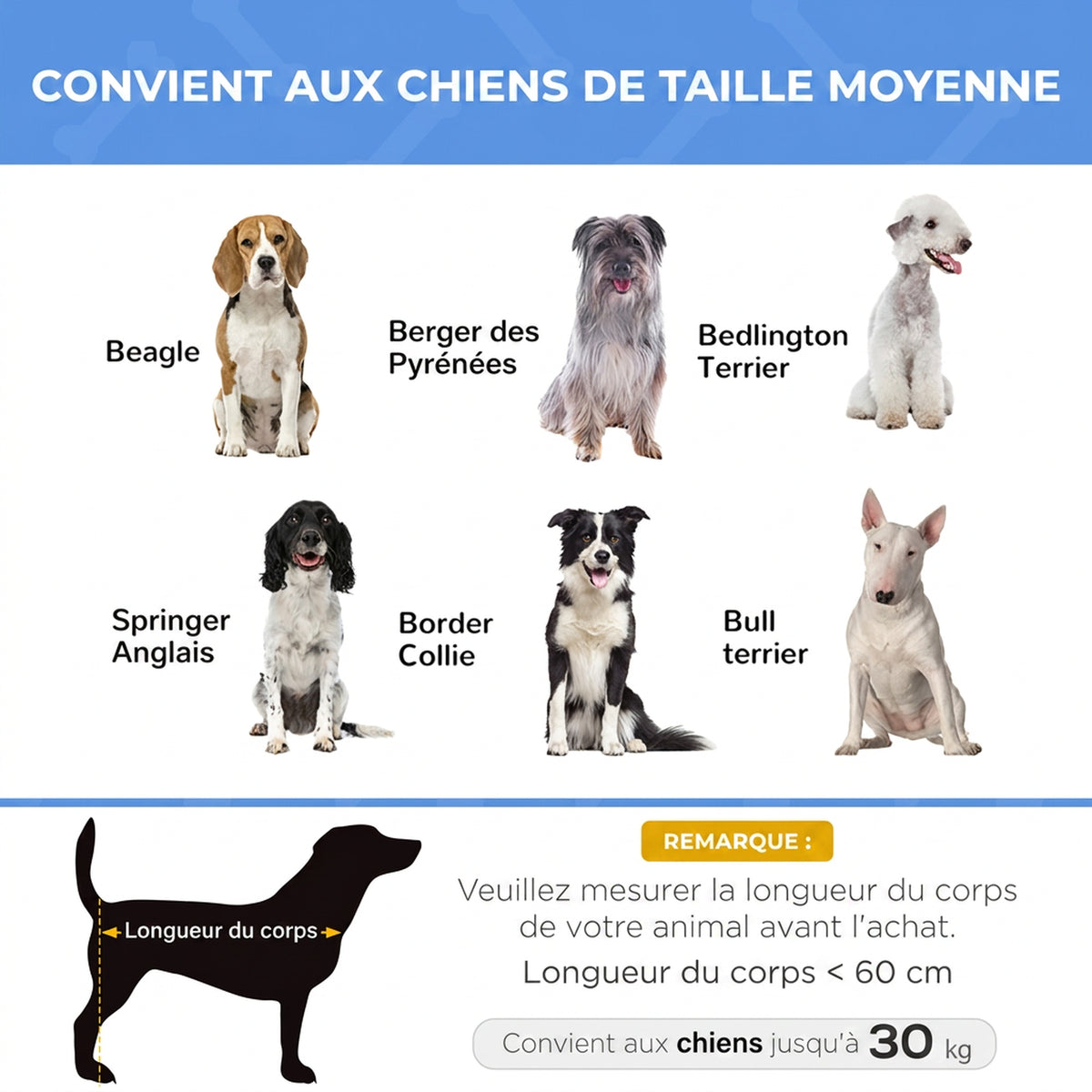 Lit surélevé pour chien lit surélevé rafraîchissant pour chien tissu Oxford sac de transport inclus 92 x 76 x 18 cm bleu