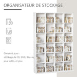Meuble de rangement multimédia 456 CD/ 336 DVD - bibliothèque en bois avec étagères réglables, 89 x 130,5 cm, blanc