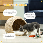 Cuccia per gatti casetta per gatti cuscino morbido interno spazioso in tifa 45 x 41 x 37 cm marrone