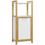 Meuble sur pied en bambou panier à linge salle de bain gain de place - 2 étagères - dim. 40L x 30l x 86,5H cm