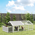 Poulailler pour poules cage à poule avec nichoir porte et toit ouvrable pour 4 et 8 poules 240 x 112,5 x 76 cm blanc