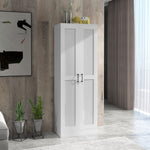 Armoire 2 portes meuble de rangement avec 5 étagères, style contemporain, 60L x 36,5l x 175H
