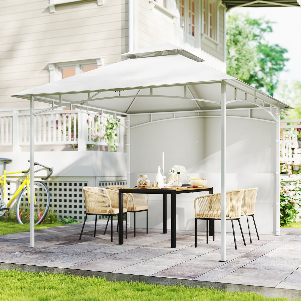 Pavillon Tonnelle de Jardin Toit Double Rideaux et Poches de Rangement Crochet de Plafond 3 x 3 m Crème