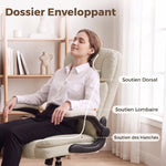 Chaise de Bureau Ergonomique en Chenille, Fonction Bascule, Accoudoirs Relevables, Hauteur Réglable, 70x67x108cm, Beige