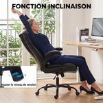 Sedia da ufficio ergonomica con braccioli sollevabili, poltrona da ufficio in PU, altezza regolabile, funzione basculante, nero