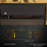 Cheminée électrique Effet de Flamme Style néo rétro Thermostat 1000-2000 W Noir Or