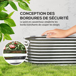 Carré potager de jardin potager surélevé, résistant à la rouille en acier galvanisé 160 x 80 x 56 cm argent