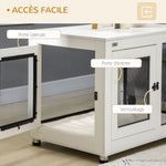 Cage pour chien cage de chien sur pied avec coussin amovible acier noir et blanc - 94 x 60 x 71,5 cm