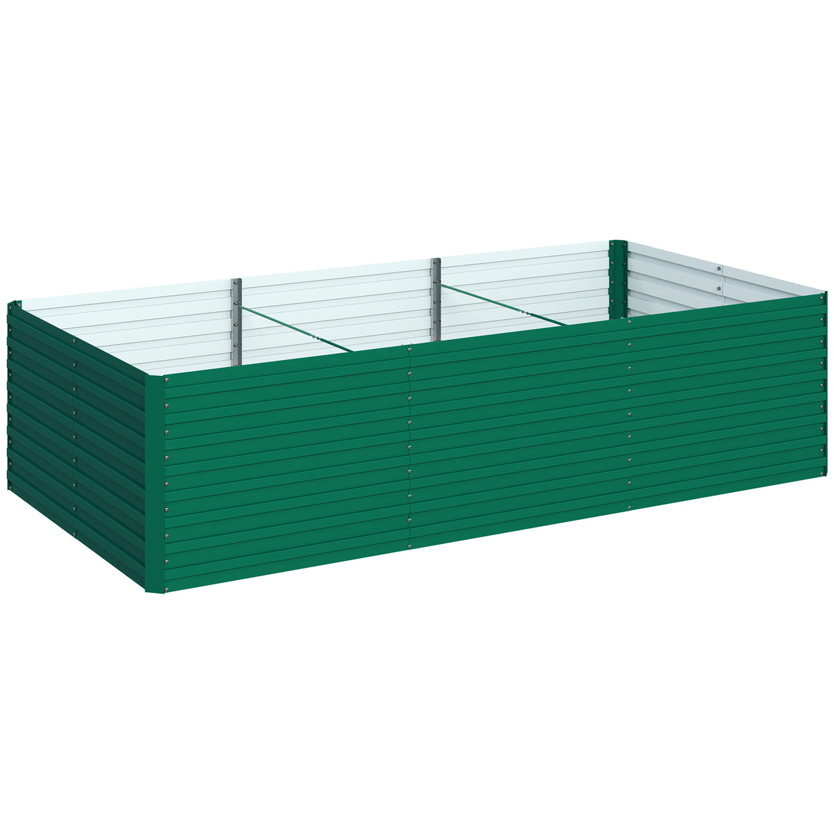 Jardinière surélevée galvanisée rectangulaire pour l'extérieur - fond ouvert - 240 x 120 x 60cm, vert
