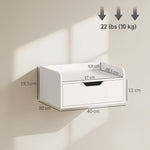 Lot de 2 tables de chevet murales tables de nuit suspendues tiroir plateau aspect bois dim. 40L x 30l x 19,5H cm