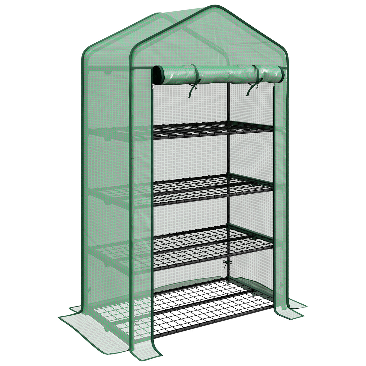 Serre de Jardin Balcon étagère Serre 4 Niveaux 90L x 49l x 160H cm Acier galvanisé bâche Amovible PE Haute densité Vert