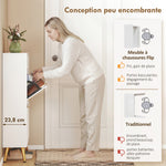 Meuble à chaussures 12 paires, armoire à chaussures, 2 tiroirs rabattables, 4 compartiments, 99,4x23,8x106,6cm, blanc