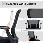 Sedia da ufficio ergonomica con poggiapiedi regolabile e braccioli sollevabili, altezza regolabile, 59x62x99-119cm, nero