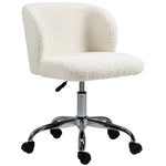 Chaise de bureau sans accoudoir en toison d'agneau hauteur réglable pivotant à 360 ° charge max. 120 Kg blanc