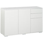 Credenza mobile contenitore 2 cassetti scorrevoli 3 ante ripiano regolabile pannelli di particelle 117 x 36 x 74 cm bianco