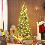Sapin de Noël artificiel 180 cm, arbre de Noël fin avec 250 lumières, 899 pointes, support en métal pliable, vert