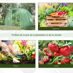 Serre de Jardin Tunnel serre d'hivernage Surface Sol 4,5 m² dim. 3L x 1,5l x 2H m châssis Tubulaire renforcé Porte zippée 2 fenêtres enroulables Vert