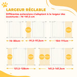 Barrière de sécurité animaux porte fermeture automatique système de double verrouillage sans perçage 3 extensions blanc