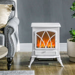 Cheminée électrique sur pied 1000/2000 W, fausse cheminée décorative avec effet flamme LED, blanc