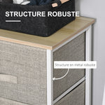 Meuble de rangement chiffonnier moderne 3 tiroirs en tissu, cadre en acier et MDF, 45 x 30 x 71 cm, gris-4
