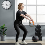 Kettlebell 8 kg, haltère avec poignée ergonomique, haltère à boule, musculation, entraînement, 20 x 14 x 24 cm, orange