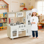Cuisine Bois Jeu d'imitation - Cuisine Enfant - Nombreux Accessoires & rangements Inclus - MDF pin Blanc chêne Clair