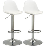 Lot de 2 tabourets de bar chaise haute cuisine avec dossier et repose-pieds, hauteur réglable, 41x42x82-104cm, blanc