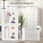 Armoire de cuisine buffet cuisine avec placards, étagère réglable et porte-épices, 60 x 35 x 166 cm, blanc