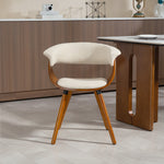 Lot de 2 chaises de salle à manger, chaises de cuisine rembourrées avec dossier incurvé et pieds en bois massif, beige