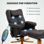Sillón de masaje con reposapiés, respaldo reclinable hasta 135°, compartimento de almacenamiento, mando a distancia