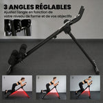 Appareil à Abdominaux Pliable avec Écran LCD, Double Rail, Mousse PVC, Cadre en Acier, 92x41x83cm, Noir
