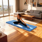 Tapis de gymnastique yoga pilates fitness pliable en 4 avec poignées revêtement synthétique 180 x 80 x 5 cm bleu clair