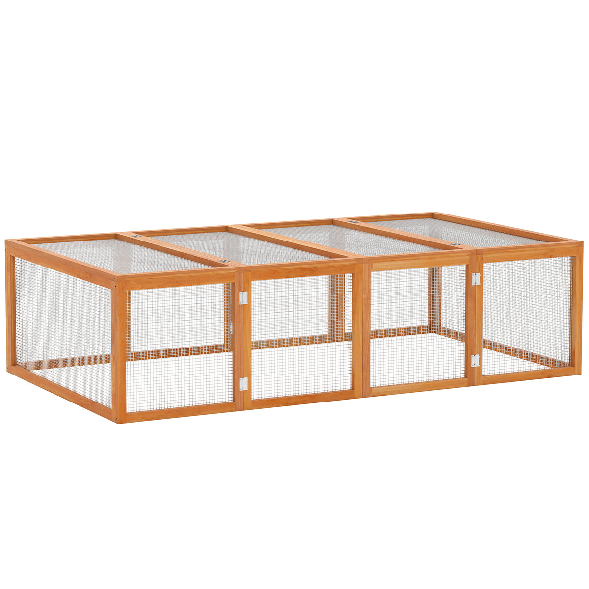 Conejera jaula para conejos exterior interior 2 puertas superiores 181L x 100An x 48Al cm madera maciza marrón