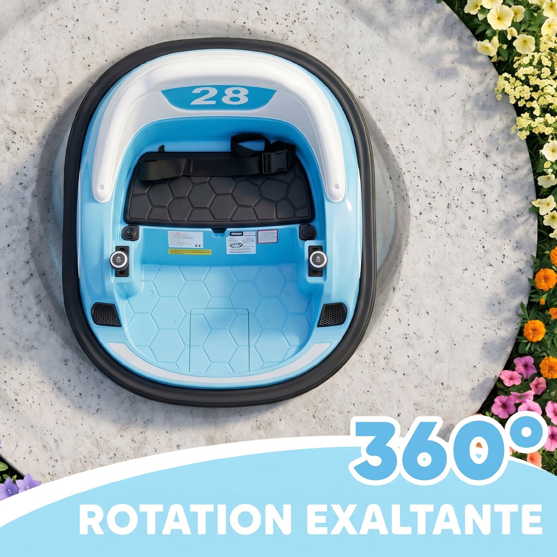 Voiture Tamponneuse Électrique Enfant 12V, Rotation à 360°, Auto-Tamponneuse Enfant avec Télécommande, Bleu
