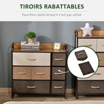 Commode 7 tiroirs meuble de rangement tiroir en tissu pliant - structure acier noir - 80L x 29l x 78,5H cm, multicolore
