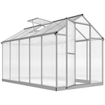 Serre de jardin en aluminium polycarbonate, serre avec fenêtres supérieures réglables, porte battante, abri extérieur résistant aux intempéries pour plante fleur, 303x183x195 cm, transparent